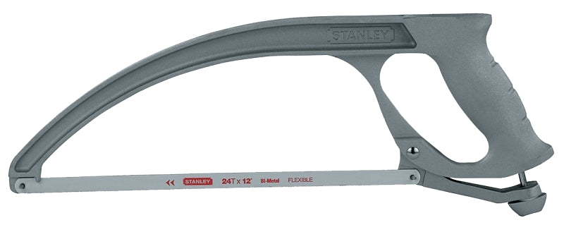 STANLEY 20-001K High-Tension Low-Profile Hacksaw, 12 in L Blade, Carbon Steel Blade, 4 in D Throat, Aluminum Frame