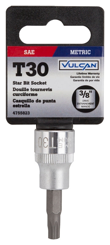 Vulcan 3505001920 Fractional Star Bit Socket, T30 Tip, Chrome