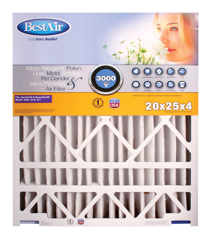 BestAir 20 in. W X 25 in. H X 4 in. D 13 MERV Pleated Air Filter 1 pk, Pack of 2