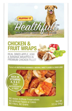 Ruffin'It 08302 Wholesome Dog Treat, 3.5 oz, Ingredients: Kiwi and Banana Wrapped in Premium Chicken Fillet