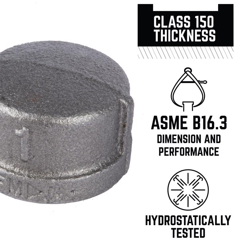 STZ Industries 1/2 in. FIP each Black Malleable Iron Cap, Pack of 5