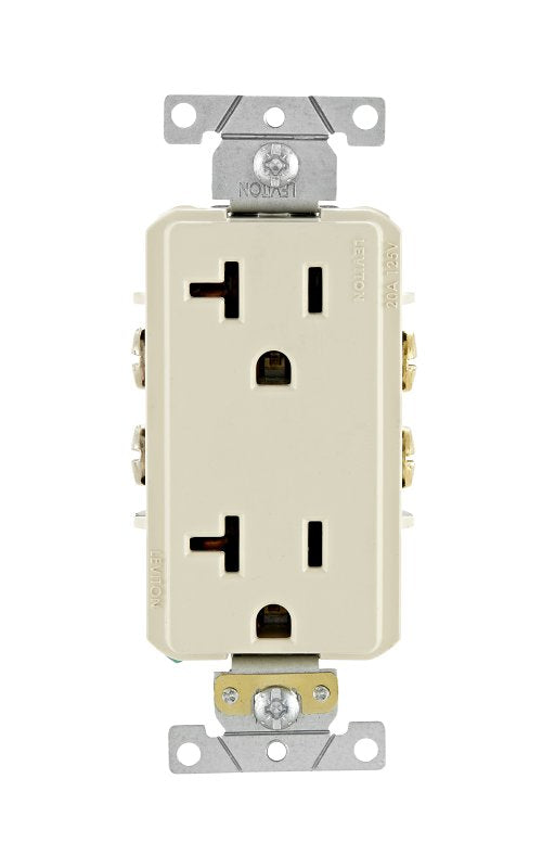 Decora R86-16352-0TS Duplex Receptacle, 2 -Pole, 20 A, 125 VAC, NEMA: 5-20R, Light Almond