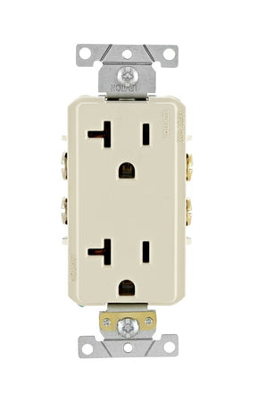 Decora R86-16352-0TS Duplex Receptacle, 2 -Pole, 20 A, 125 VAC, NEMA: 5-20R, Light Almond