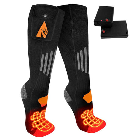 ActionHeat AH-SK-AA-03-S-M Battery Heated Socks, Unise, S/M, Cotton/Spandex/Wool, Black, Pack of 3