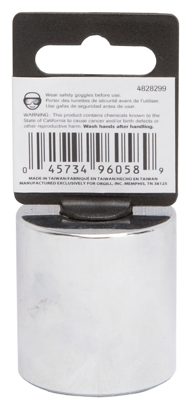 Vulcan MT6534185 Drive Socket, 32 mm Socket, 1/2 in Drive, 12-Point, Chrome Vanadium Steel, Chrome