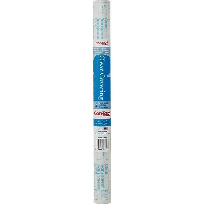 Con-Tact 09F-C9993-12 Contact Paper, 9 ft L, 18 in W, Vinyl, Clear