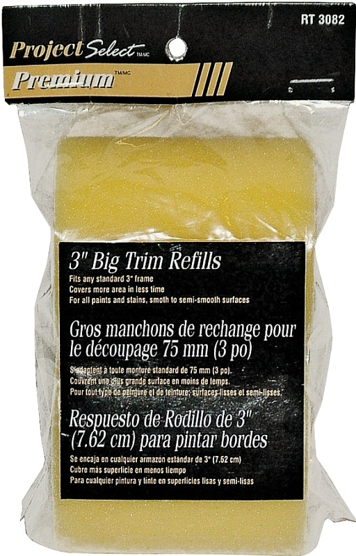 Linzer RT3082 Roller Cover Refill, 3 in L, Foam Cover, Yellow, Pack of 12