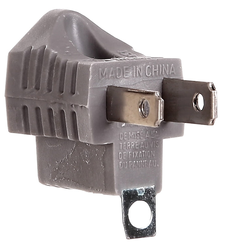Eaton Wiring Devices 419GY Outlet Adapter with Grounding Lug, 2-Pole, 15 A, 125 V, 1-Outlet, NEMA: NEMA 1-15 to 5-15, Pack of 25