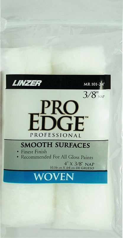 Linzer MR101-2 Roller Cover, White, 3/8 in Thick Nap, 4 in L, Woven Fabric, 6/PK