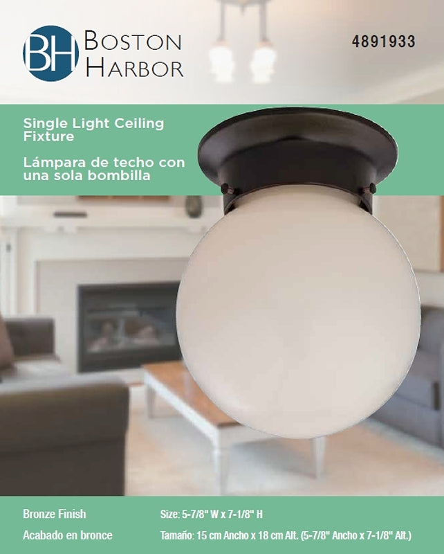 Boston Harbor F301-3375-ORB Single Light Ceiling Fixture, 120 V, 60 W, 1-Lamp, A19 or CFL Lamp, Bronze Fixture