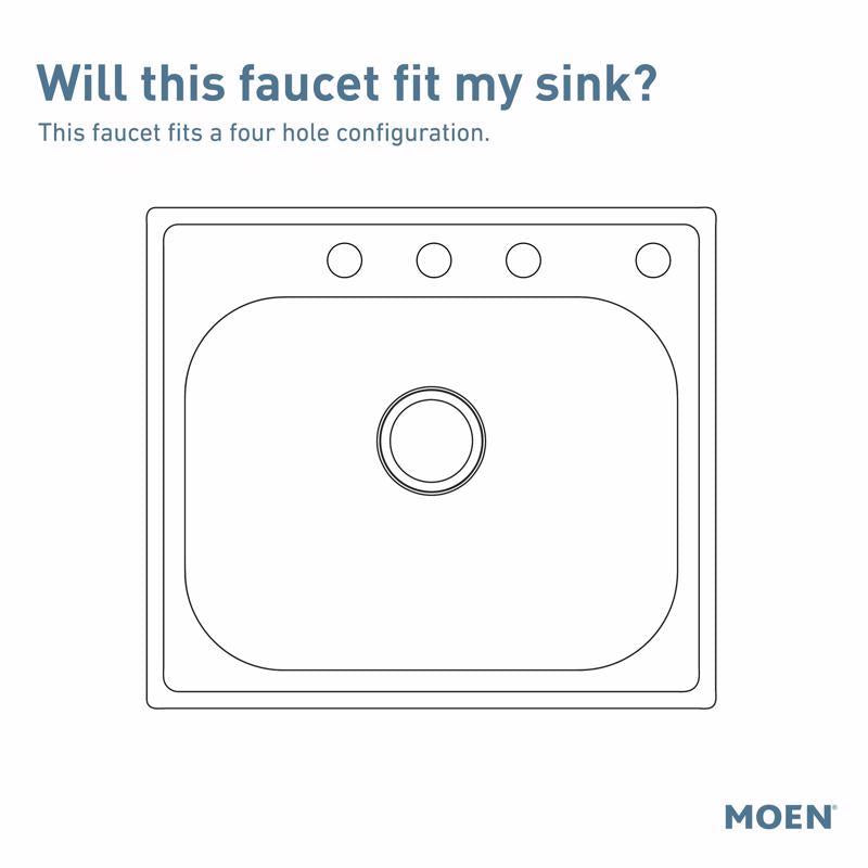 Moen Solidad Two Handle Stainless Steel Kitchen Faucet Side Sprayer Included