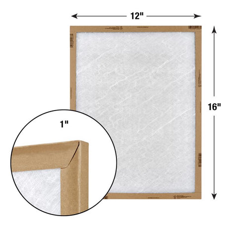 Flanders EZ Flow II 12 in. W X 16 in. H X 1 in. Fiberglass 1 MERV Air Filter 1 pk, Pack of 12