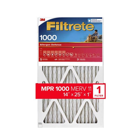Filtrete Allergen Defense 14 in. W X 25 in. H X 1 in. 1000 MPR Pleated Air Filter 1 pk, Pack of 4