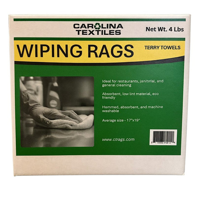 All Rags N888-4LB-BOX Terry Bar Mop Towel, 16 in L, 19 in W, Terry Cotton, White