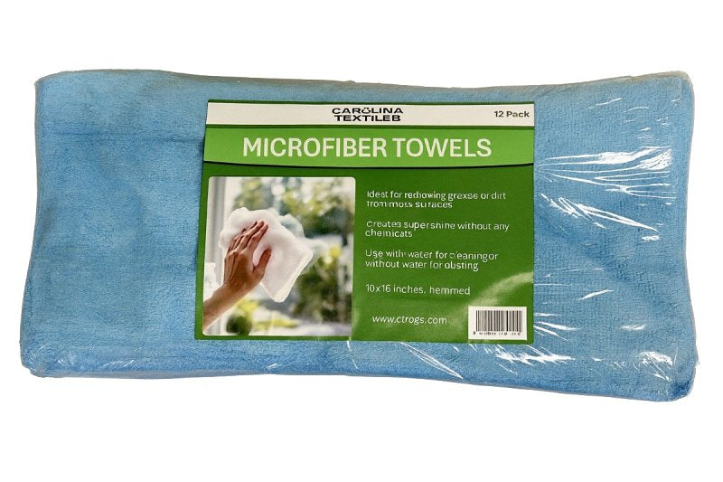 All Rags M105B-12PK Cleaning Towel, 16 in L, 16 in W, Microfiber, Blue, 12 PK