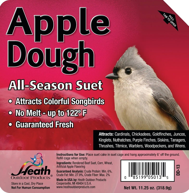 Heath DD-13 Corn Wild Bird Food, 11.25 oz, All-Season, Suet, Cake, Apple Dough, Pack of 12