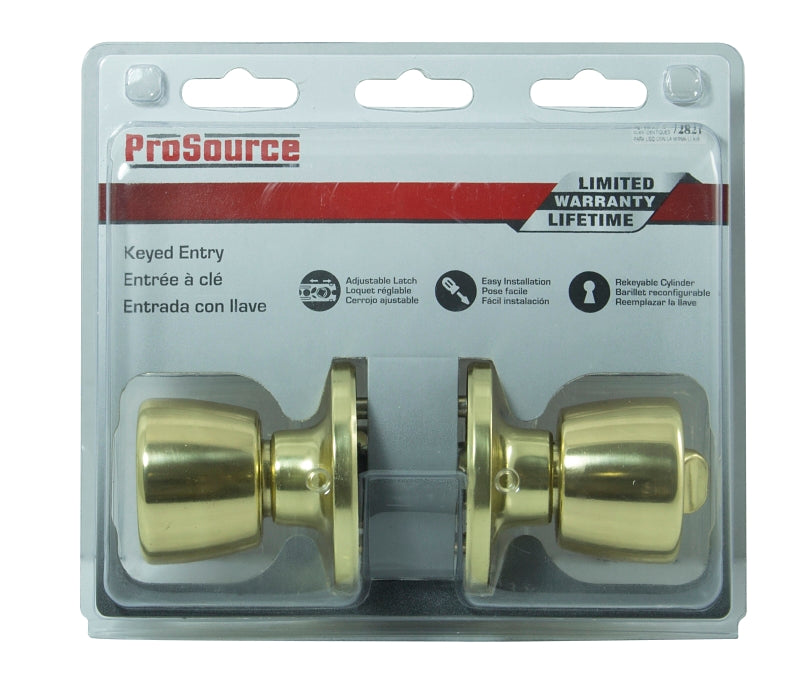 ProSource TS700BRA4V Entry Knob, Polished Brass Finish, K3, KW1 Keyway, 3 Grade, Pack of 3