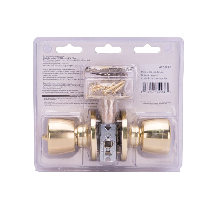 ProSource TS700BRA4V Entry Knob, Polished Brass Finish, K3, KW1 Keyway, 3 Grade, Pack of 3