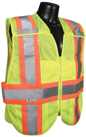 Radians SV24-2ZGM-XL/2XL Breakaway Expandable Safety Vest with Two-Tone Trim, XL/2XL, Polyester, High-Visibility Green