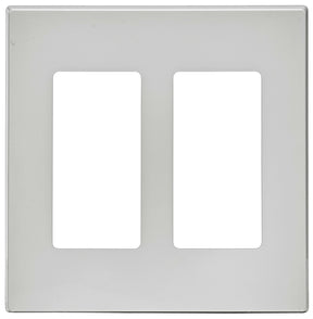 Decora Plus C42-80309-00W Wallplate, 4-5/8 in L, 4.56 in W, 2-Gang, Polycarbonate, White