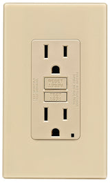 Leviton C31-GFNT1-0PI GFCI Duplex Receptacle, Polycarbonate, Ivory, 2-Pole, 15 A, 125 V, Back, Side Wiring, 3-Wire
