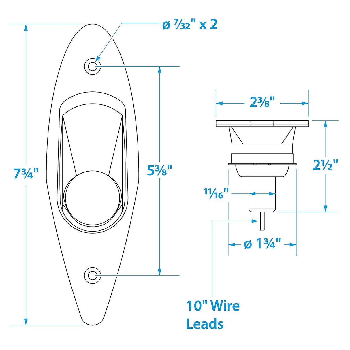 Seachoice Flush Mount Stainless Steel Sidelights (Sold as Pair)