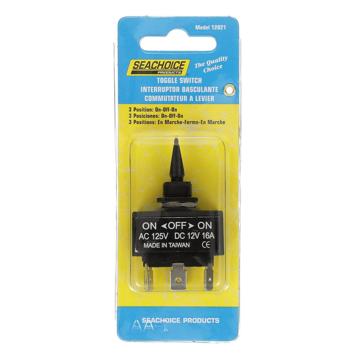 Seachoice 3 Position Toggle Switch, Black Plastic Paddle On/Off/On