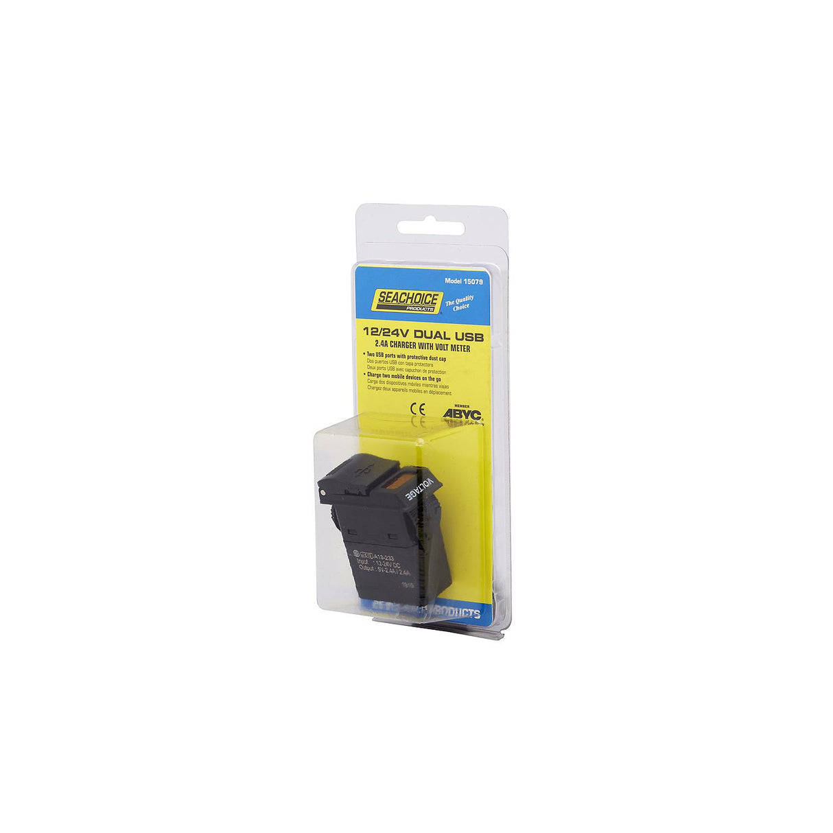 Seachoice 15079 Dual Socket USB with Voltmeter