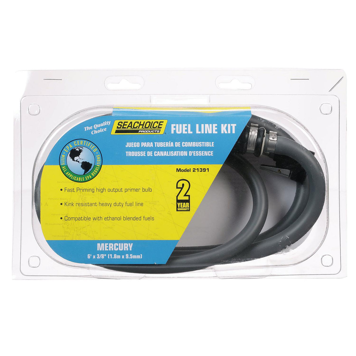Seachoice 21391 Low Perm Fuel Line Kit - Mercury, 3/8" x 6'
