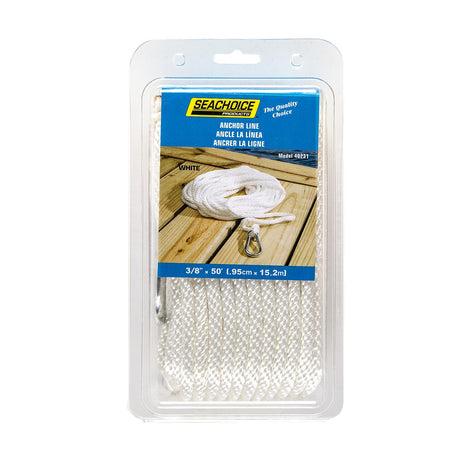 Seachoice Solid Braid Nylon Anchor Line White, 3/8″ x 50'