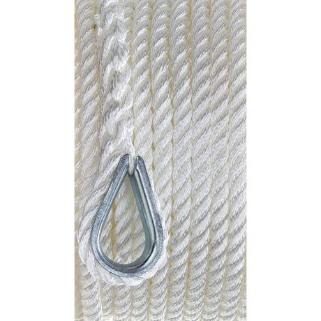 Seachoice 40691 3-Strand Twisted Nylon Anchor Line - White, 3/8″ x 50'
