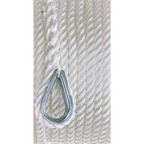 Seachoice 40711 3-Strand Twisted Nylon Anchor Line - White, 3/8″ x 100'