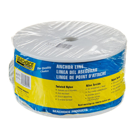 Seachoice 40711 3-Strand Twisted Nylon Anchor Line - White, 3/8″ x 100'
