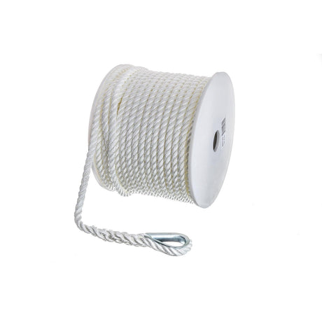 Seachoice 40721 3-Strand Twisted Nylon Anchor Line - White, 3/8″ x 150