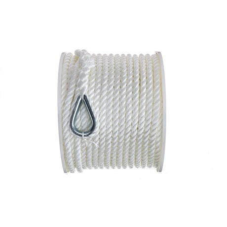 Seachoice 40721 3-Strand Twisted Nylon Anchor Line - White, 3/8″ x 150