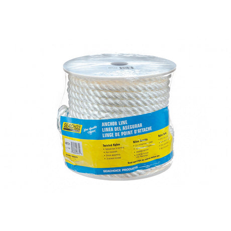 Seachoice 40731 3-Strand Twisted Nylon Anchor Line - White, 1/2″ x 100'