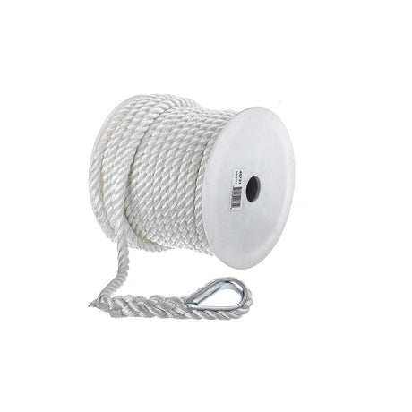 Seachoice 40731 3-Strand Twisted Nylon Anchor Line - White, 1/2″ x 100'