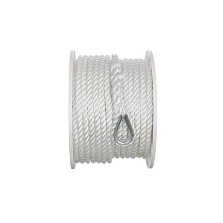 Seachoice 40741 3-Strand Twisted Nylon Anchor Line - White, 1/2″ x 150'