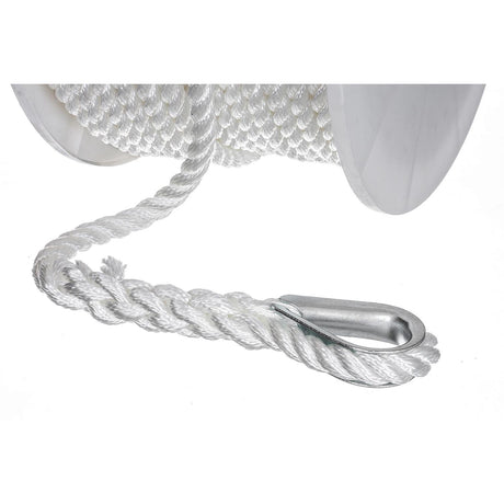 Seachoice 40741 3-Strand Twisted Nylon Anchor Line - White, 1/2″ x 150'