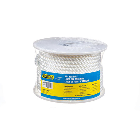 Seachoice 40741 3-Strand Twisted Nylon Anchor Line - White, 1/2″ x 150'