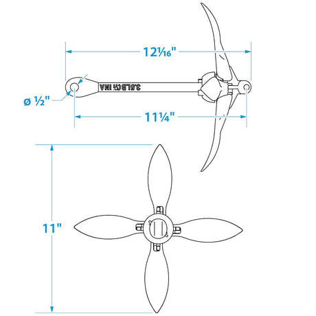 Seachoice 41000 Galvanized Folding Grapnel Anchor, 3-1/2 lbs.