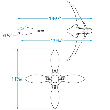 Seachoice 41010 Galvanized Folding Grapnel Anchor, 5-1/2 lbs.