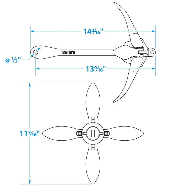 Seachoice 41010 Galvanized Folding Grapnel Anchor, 5-1/2 lbs.