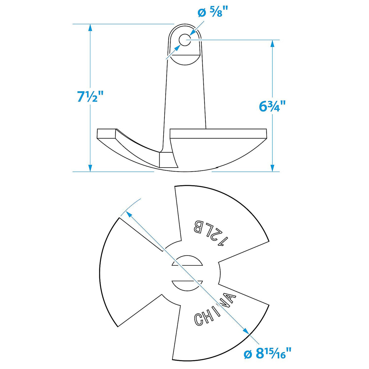 Seachoice 41500 Black Vinyl Coated River Anchor, 12 lbs.