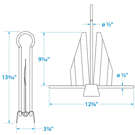 Seachoice 41610 Hot Dipped Galvanized Utility Anchor, Size 7E