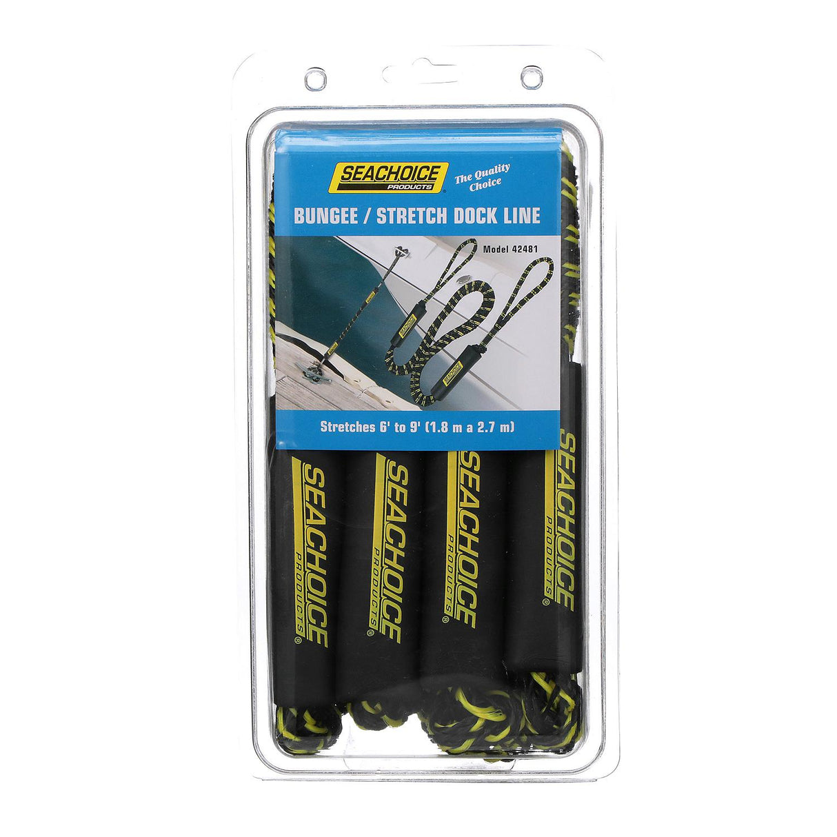 Seachoice 42481 Bungee/Stretch Dock Line, Stretches 6' - 9', 1 pr.