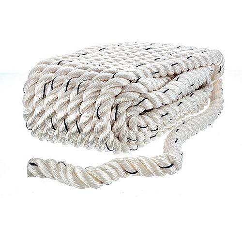 Seachoice Premium 3 Strand Twisted Nylon Dock Line - White With Blue Tracer