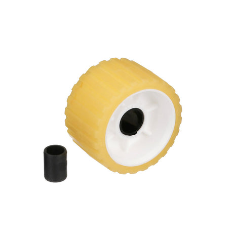 Seachoice Non-Marking TP Yellow Rubber Ribbed Roller 5" D x 3" W With 1-1/8" ID Hole