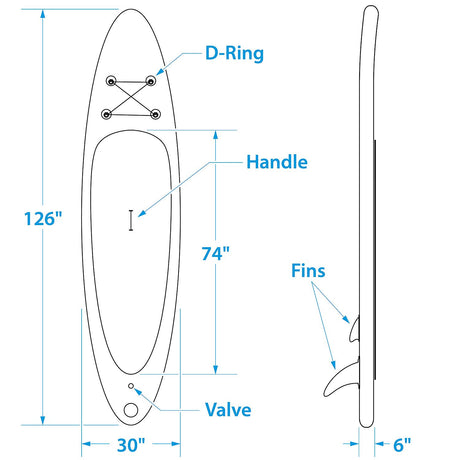 Seachoice 86941 10'6" Inflatable Stand-Up Paddle Board KitAqua Blue