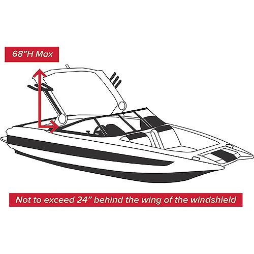 Carver 82124S11 Tournament Ski Boats w/Wide Or Pickle Fork Bow & Swim Platform - Over-The-Tower Cover, 24'6, Sun-Dura Mist Gray